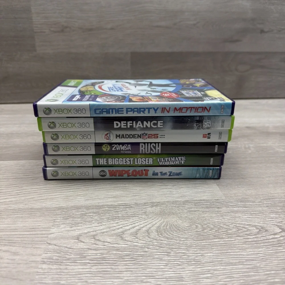 Lot Of 6 Xbox 360 Kinect Games: Defiance, Game Party, The Biggest Loser, Wipeout